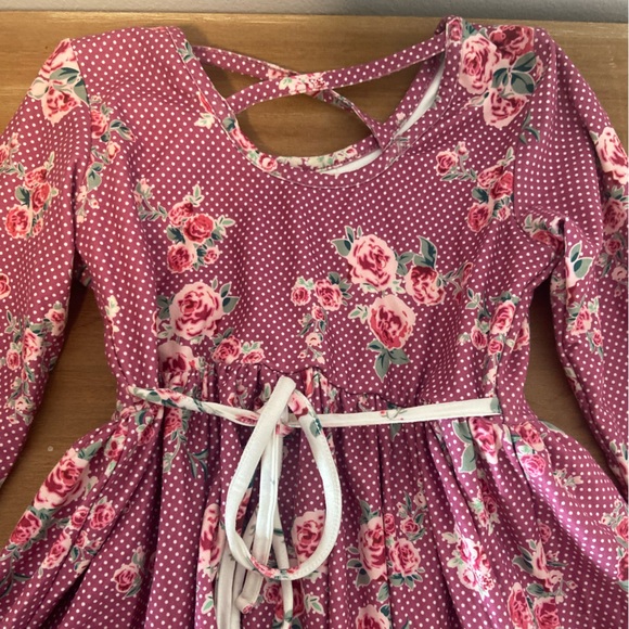 Cheeky Plum cris cross floral mixed print cottage dress 5T - Picture 5 of 5